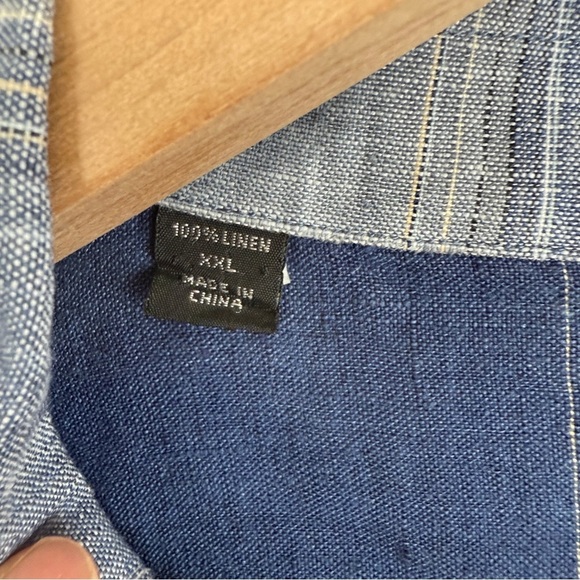 Ike Behar Men’s 100% Linen Plaid Button Down Front Short Sleeve Shirt XXL - Picture 6 of 9